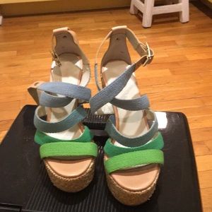Nine West green & blue Strappy sandals/espadrille